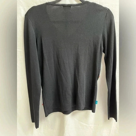Color works women’s size medium black Colorful sequenced long sleeve knit top - Picture 4 of 4